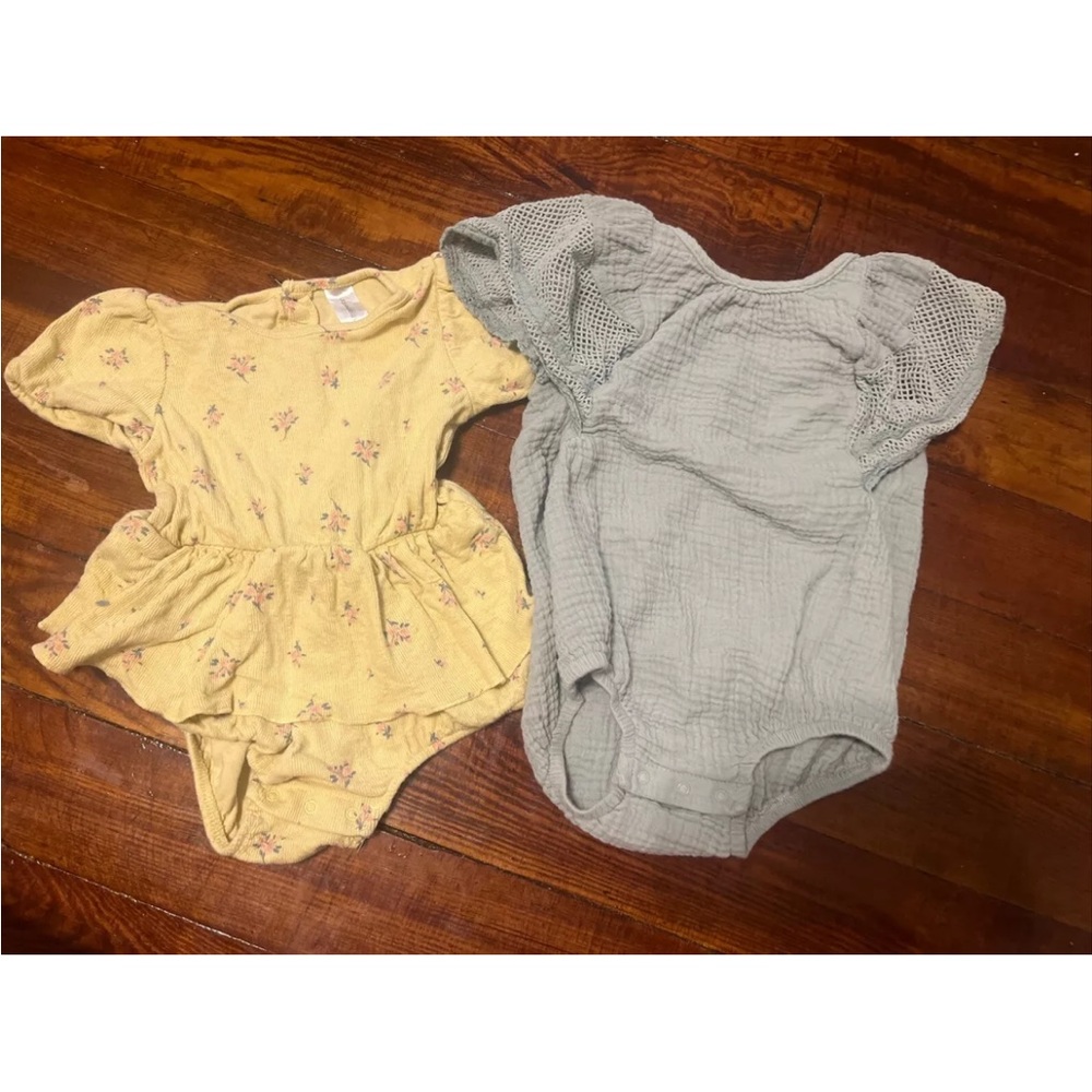 Modern Moments Baby Girl 24 Months/ Lot of 2, Yellow/ Sage Green, Romper One Pie